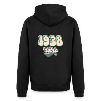 1938 Retro Geschenkidee - Unisex Premium Bio Zip Hoodie - Schwarz - Hinten - Nico (187cm)