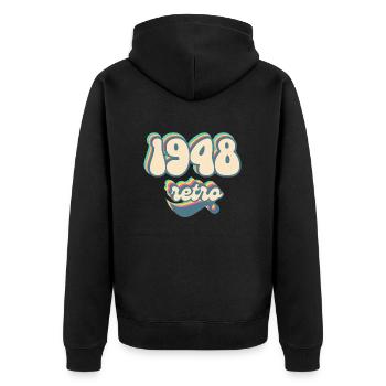 1948 retro idée cadeau - Veste à capuche bio Premium Unisexe - noir - Dos - Nico (187cm)
