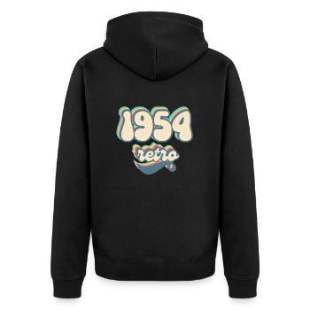 1954 Retro Geschenkidee - Unisex Premium Bio Zip Hoodie - Schwarz - Hinten - Nico (187cm)