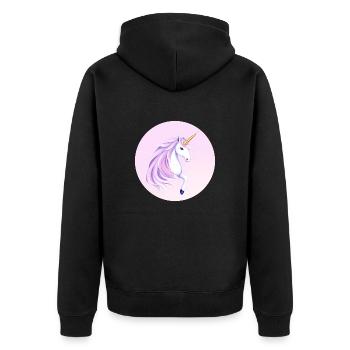 Whimsical Unicorn Fantasy Illustration - Unisex Premium Organic Zip Hoodie - black - Back - Nico (187cm)