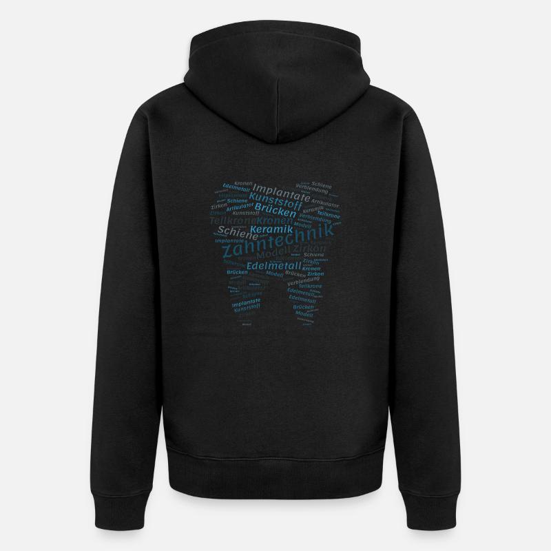 Technologie dentaire Wordcloud blue - Veste à capuche bio Premium Unisexe - noir