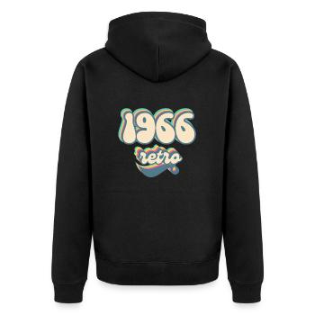 1966 Retro Geschenkidee - Unisex Premium Bio Zip Hoodie - Schwarz - Hinten - Nico (187cm)