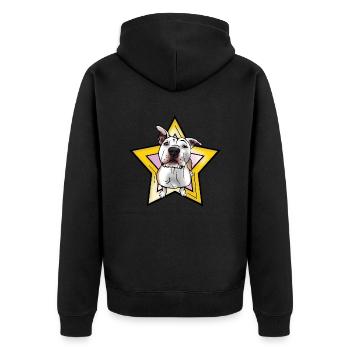 American Staffordshire Terrier mit Stern als Comic - Unisex Premium Bio Zip Hoodie - Schwarz - Hinten - Nico (187cm)