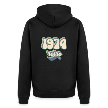 1974 Retro Geschenkidee - Unisex Premium Bio Zip Hoodie - Schwarz - Hinten - Nico (187cm)