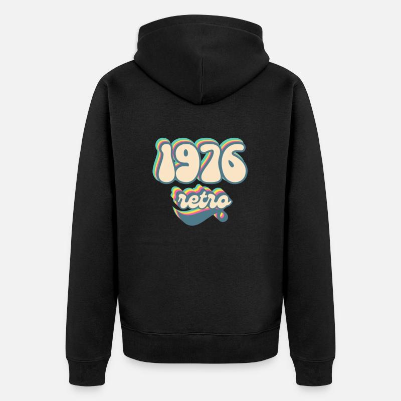 1976 retro idée cadeau - Veste à capuche bio Premium Unisexe - noir