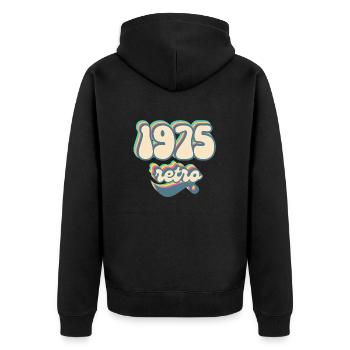 1975 Retro Geschenkidee - Unisex Premium Bio Zip Hoodie - Schwarz - Hinten - Nico (187cm)