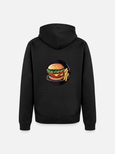 Klassischer Burger mit Pommes – Einfach lecker! - Unisex Premium Bio Zip Hoodie - Schwarz