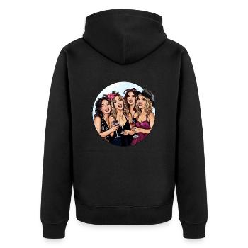 Freundinnen feiern das Leben gemeinsam - Unisex Premium Bio Zip Hoodie - Schwarz - Hinten - Nico (187cm)