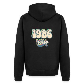 1986 Retro Geschenkidee - Unisex Premium Bio Zip Hoodie - Schwarz - Hinten - Nico (187cm)