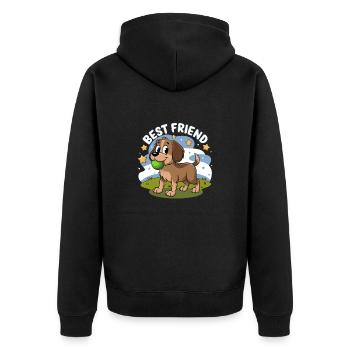 Best Friend Dog - Unisex Premium Organic Zip Hoodie - black - Back - Nico (187cm)