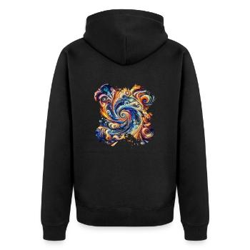 Lebendiger abstrakter Wirbel - Unisex Premium Bio Zip Hoodie - Schwarz - Hinten - Nico (187cm)