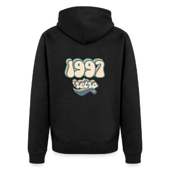 1997 Retro Geschenkidee - Unisex Premium Bio Zip Hoodie - Schwarz - Hinten - Nico (187cm)