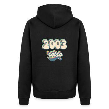 2003 Retro Geschenkidee - Unisex Premium Bio Zip Hoodie - Schwarz - Hinten - Nico (187cm)