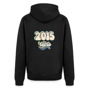 2015 Retro Geschenkidee - Unisex Premium Bio Zip Hoodie - Schwarz - Hinten - Nico (187cm)