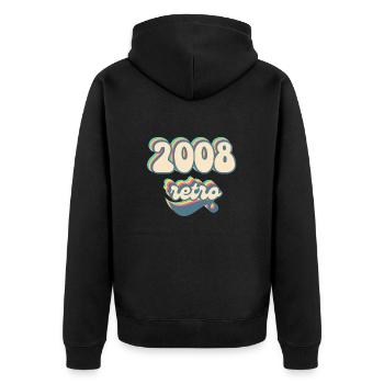 2008 Retro Geschenkidee - Unisex Premium Bio Zip Hoodie - Schwarz - Hinten - Nico (187cm)
