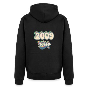 2009 Retro Geschenkidee - Unisex Premium Bio Zip Hoodie - Schwarz - Hinten - Nico (187cm)