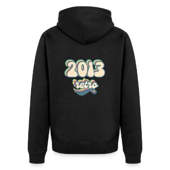 2013 Retro Gift Idea - Unisex Premium Organic Zip Hoodie - black - Back - Nico (187cm)