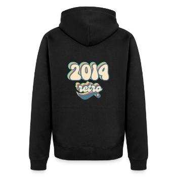 2014 Retro Geschenkidee - Unisex Premium Bio Zip Hoodie - Schwarz - Hinten - Nico (187cm)