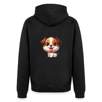 Dog / Hund - Unisex Premium Bio Zip Hoodie - Schwarz - Hinten - Nico (187cm)