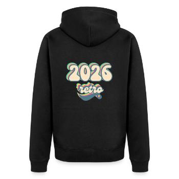 2026 retro idée cadeau - Veste à capuche bio Premium Unisexe - noir - Dos - Nico (187cm)