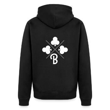Lettre b trèfle porte bonheur - Veste à capuche bio Premium Unisexe - noir - Dos - Nico (187cm)