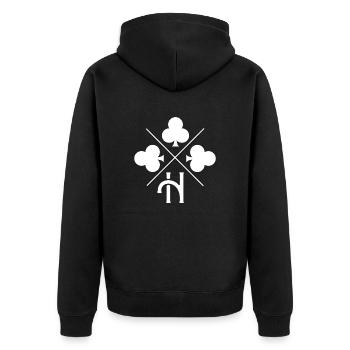 Lettre h trèfle porte bonheur - Veste à capuche bio Premium Unisexe - noir - Dos - Nico (187cm)