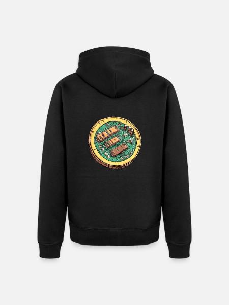 Tech-Kern: Herzstück der Zukunft! - Unisex Premium Bio Zip Hoodie - Schwarz