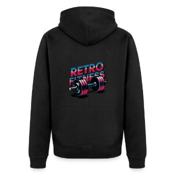 Retro-Fitness - Unisex Premium Bio Zip Hoodie - Schwarz - Hinten - Nico (187cm)