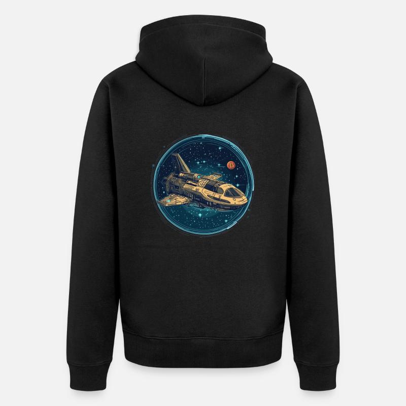 Bitcoin Shuttle: Aufbruch ins Krypto-Universum! - Unisex Premium Bio Zip Hoodie - Schwarz