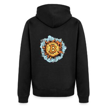 Bitcoin Boom: Die explosive Kraft der Krypto! - Unisex Premium Bio Zip Hoodie - Schwarz - Hinten - Nico (187cm)