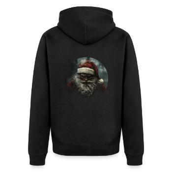 Dunkler Santa: Die geheimnisvolle Weihnacht! - Unisex Premium Bio Zip Hoodie - Schwarz - Hinten - Nico (187cm)