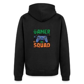 Gamer-Kader - Unisex Premium Bio Zip Hoodie - Schwarz - Hinten - Nico (187cm)