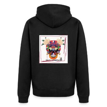 white skull 3 - Unisex Premium Organic Zip Hoodie - black - Back - Nico (187cm)