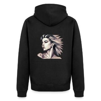 Design "Triangular reflect" - Unisex Premium Bio Zip Hoodie - Schwarz - Hinten - Nico (187cm)