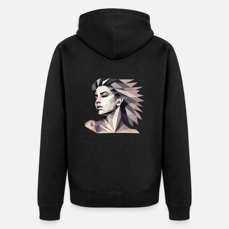 Design "Triangular reflect" - Unisex Premium Bio Zip Hoodie - Schwarz