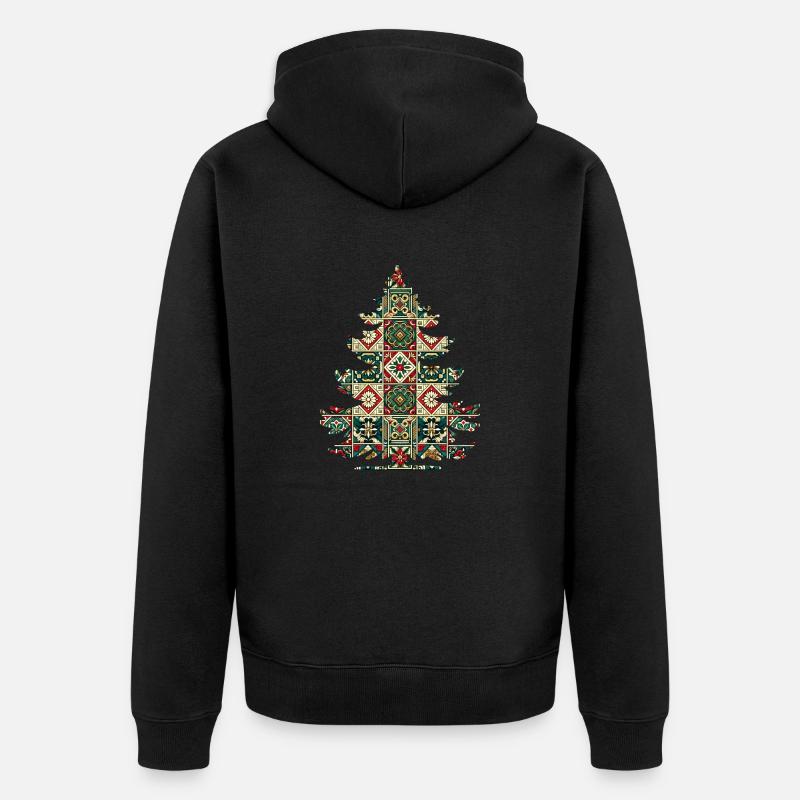 Arbre de Noël aux couleurs de Noël, motif de Noël - Veste à capuche bio Premium Unisexe - noir