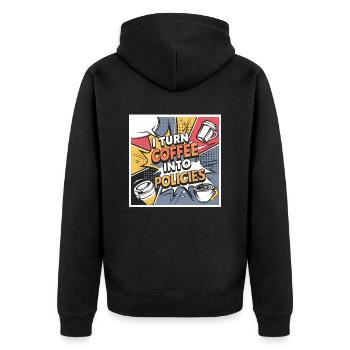 For insurance professionals who love coffee - Unisex Premium Organic Zip Hoodie - black - Back - Nico (187cm)