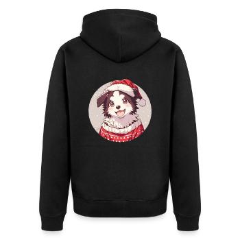 Christmas motif with Border Collie - Unisex Premium Organic Zip Hoodie - black - Back - Nico (187cm)