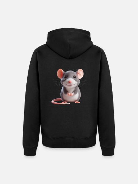 Mouse 3 - Unisex Premium Organic Zip Hoodie - black