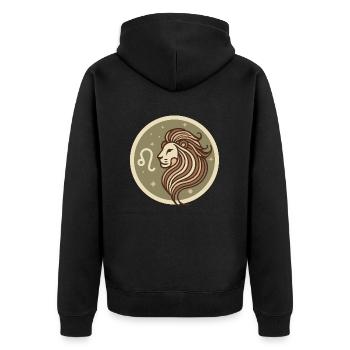 Design "Golden Majesty" - Unisex Premium Bio Zip Hoodie - Schwarz - Hinten - Nico (187cm)