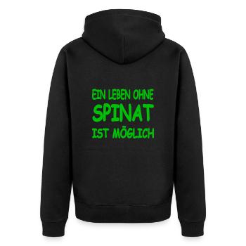 Spinat - Unisex Premium Bio Zip Hoodie - Schwarz - Hinten - Nico (187cm)