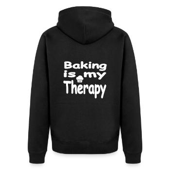 Bake - Unisex Premium Organic Zip Hoodie - black - Back - Nico (187cm)
