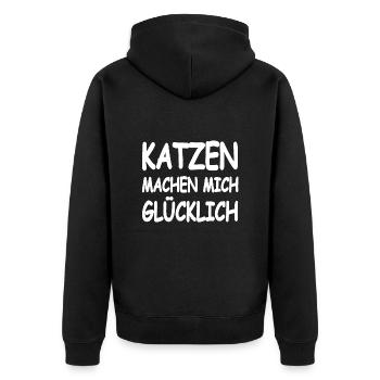 Katzen - Unisex Premium Bio Zip Hoodie - Schwarz - Hinten - Nico (187cm)