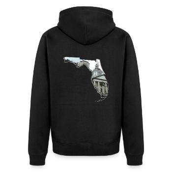 Florida State Capitol in Florida Landkarte - Unisex Premium Bio Zip Hoodie - Schwarz - Hinten - Nico (187cm)