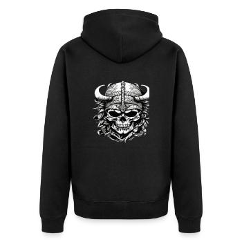 Viking Skull - Unisex Premium Organic Zip Hoodie - black - Back - Nico (187cm)