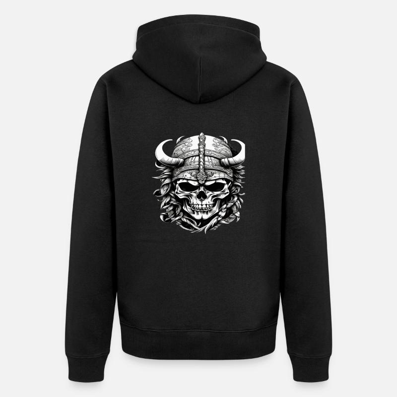 Wikinger Schädel - Unisex Premium Bio Zip Hoodie - Schwarz