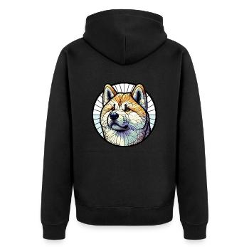 Akita Inu - Unisex Premium Organic Zip Hoodie - black - Back - Nico (187cm)