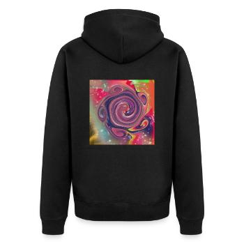 Abstrakte Mustern mit verschiedenen Farben - Unisex Premium Bio Zip Hoodie - Schwarz - Hinten - Nico (187cm)