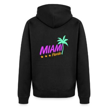 Miami États-Unis Palm Trees Beach Sun America Floride Logo - Veste à capuche bio Premium Unisexe - noir - Dos - Nico (187cm)