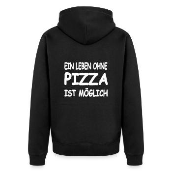 Pizza - Unisex Premium Bio Zip Hoodie - Schwarz - Hinten - Nico (187cm)